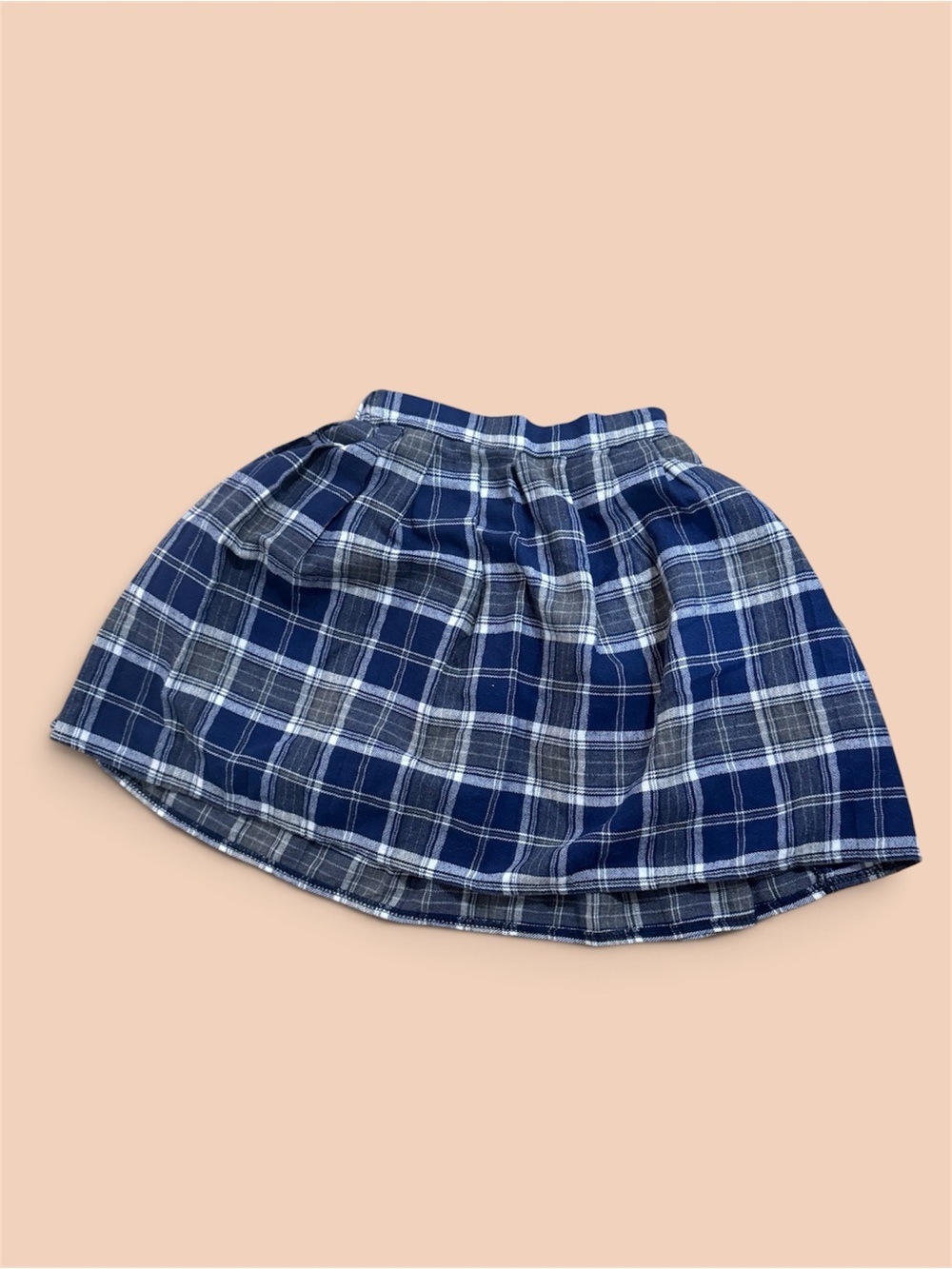 SHEIN Navy and White Plaid Gathered Skirt